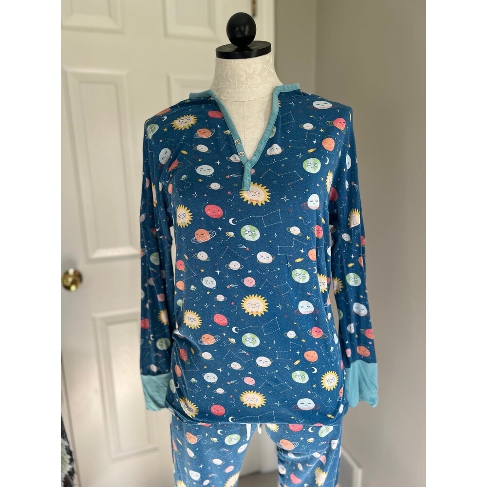 Little Sleepies OG Space Bamboo PJ LS shirt and jogger set size Sm